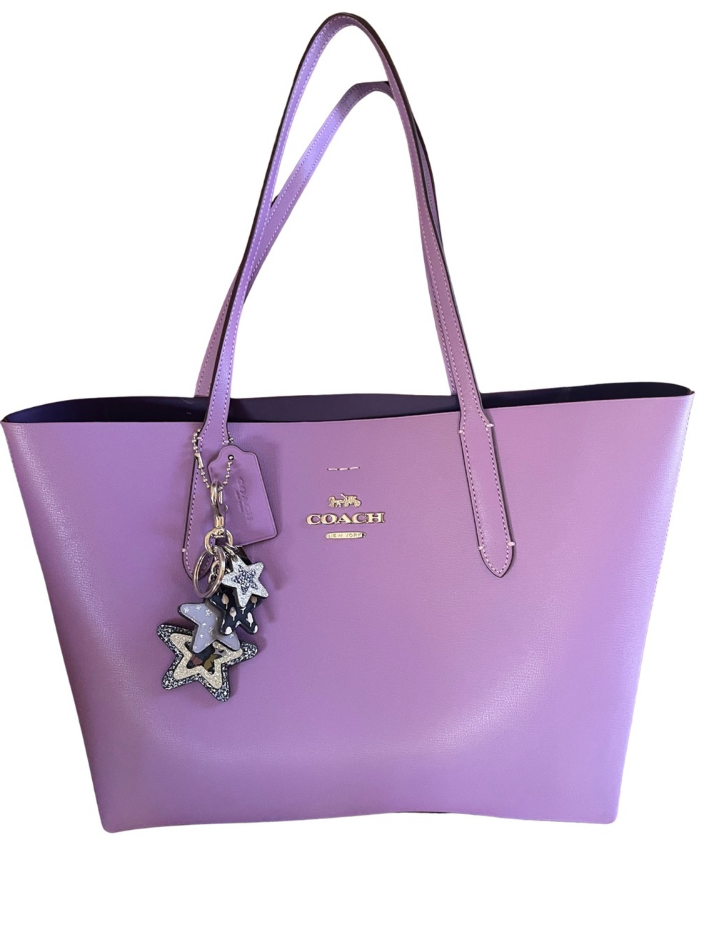 COACH Authentic Avenue Dual-Faced Light Purple Leather Tote with Star Keychain